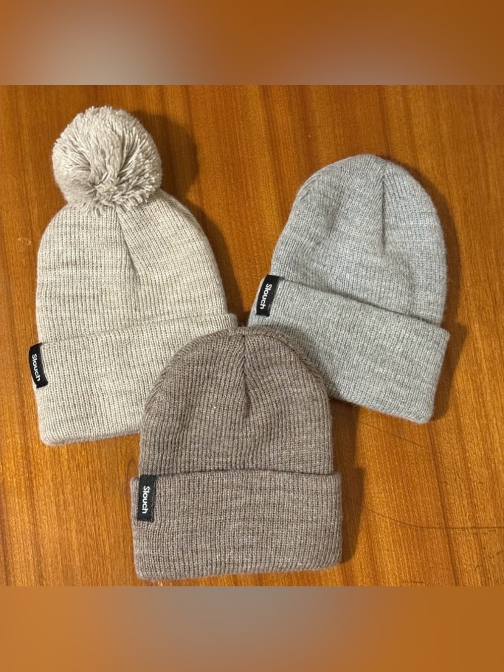 Slouch Infant Ribbed Knit Beanies - Neutral Gray/Tan/Cream